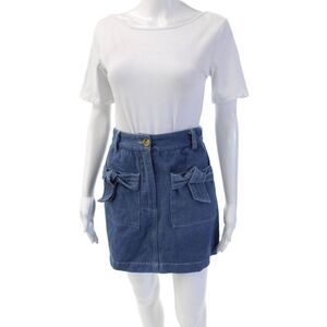 Ryder Womens A-Line Mini Skirt Blue Cotton Size XS